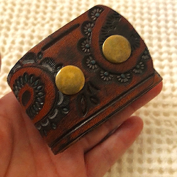Boho Leather Cuff Bracelet - Picture 2 of 3